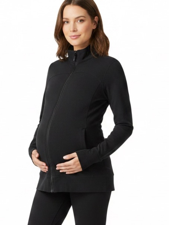 Liz Lange for Target Tops - Liz Lange Maternity black sweatshirt zipper front tummy ruching size XS spandex